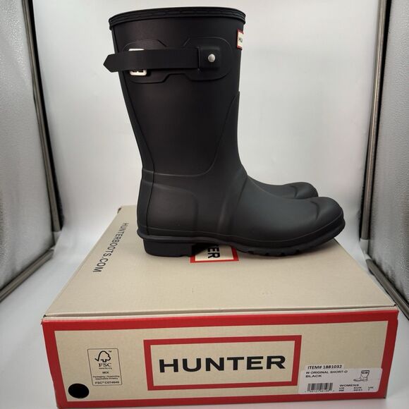 Hunter Women's Original Short Boot Black Matte US 9 Waterproof, Rain Boot New - Picture 4 of 16
